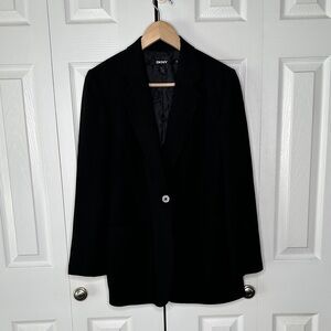 DKNY Blazer 100% WOOL Black Women's 8 Business Classy Polyester Lined NWOT